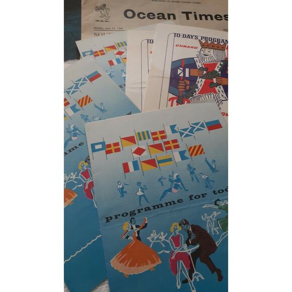 Cunard Line RMS Queen Elizabeth 1965 cruise 33 items, tags decals programmes... - Picture 2 of 8